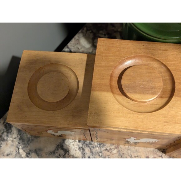 Rooster Weathervane Hand Painted Wood Canister Set Redbird Line Japan S + P - Picture 11 of 16